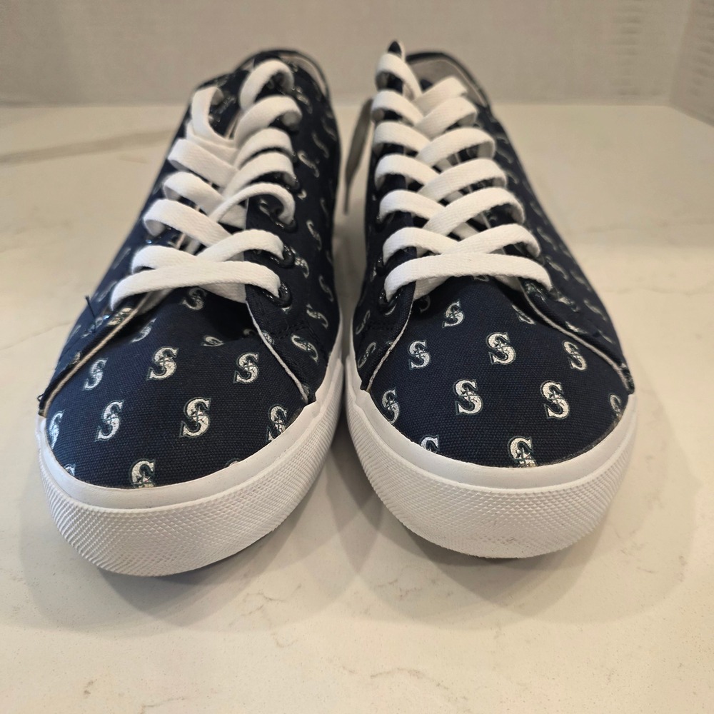 Seattle Mariners MLB Canvas Sneakers Navy Blue M-10‎ W-11.5 Baseball Row One